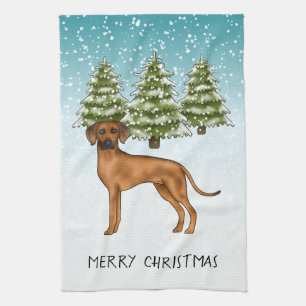 Rhodesian Ridgeback Leeuw Hond Sneeuwachtig Winter Theedoek