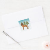 Rhodesian Ridgeback Leeuw Hond Sneeuwachtig Winter Vierkante Sticker (Envelop)
