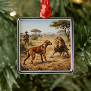 Rhodesian Ridgeback Leeuw Honden Kunst Metalen Ornament