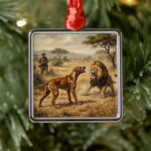 Rhodesian Ridgeback Leeuw Honden Kunst Metalen Ornament