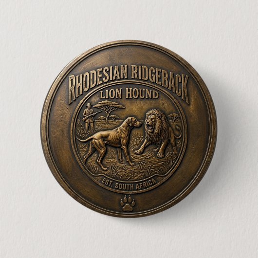 Rhodesian Ridgeback Leeuw Honden Kunst Ronde Button 5,7 Cm (Voorkant)