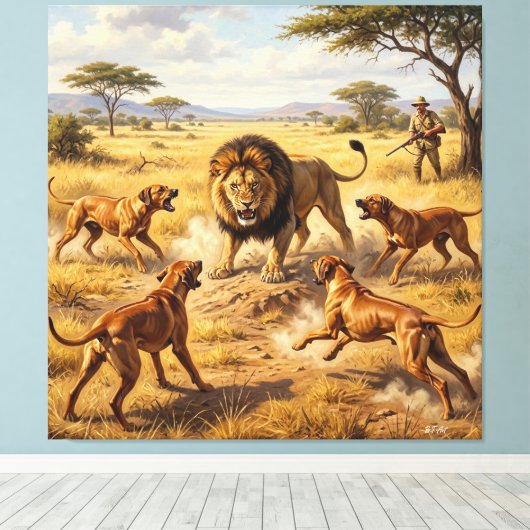Rhodesian Ridgeback Leeuwenhond Kunst Canvas Afdruk (Insitu (Houten vloer))