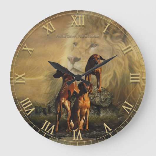 Rhodesian Ridgeback Leeuwenhond Kunst Grote Klok (Voorkant)