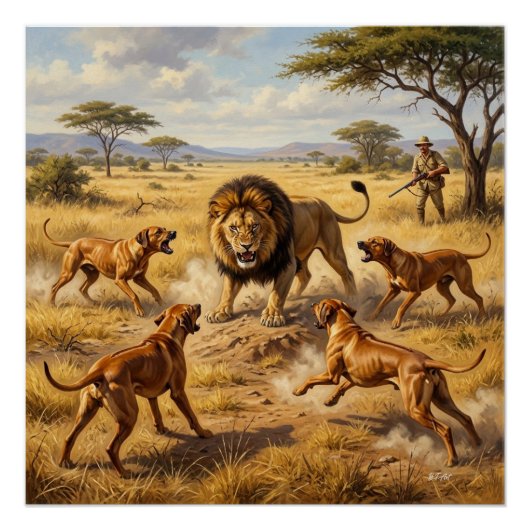 Rhodesian Ridgeback Leeuwenhond Kunst Perfect Poster (Voorkant)