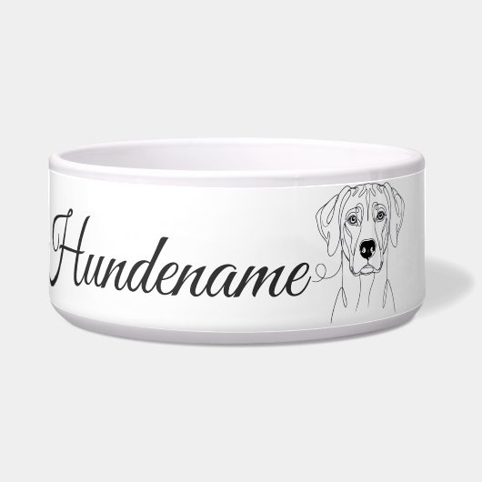 Rhodesian Ridgeback Line Art personalized bowl Voerbakje (Voorkant)