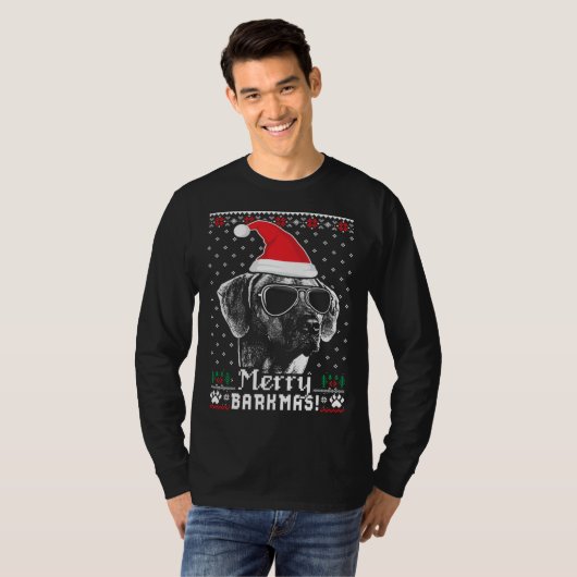 Rhodesian Ridgeback Merry Barkmas Christmas T-shirt (Voorkant volledig)
