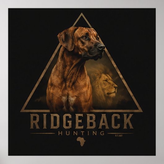 Rhodesian Ridgeback met Leeuw Poster (Voorkant)