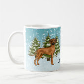 Rhodesian Ridgeback met naam Besneeuwd Winter Woud Koffiemok (Links)