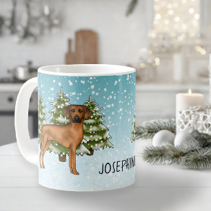 Rhodesian Ridgeback met naam Snowy Winter Forest Koffiemok