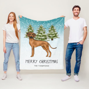 Rhodesian Ridgeback met tekst Besneeuwd Winter Wou Fleece Deken