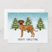 Rhodesian Ridgeback met tekst Snowy Winter Forest Briefkaart (Voorkant / Achterkant)