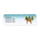 Rhodesian Ridgeback met tekst Snowy Winter Forest Etiket (Voorkant)