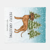 Rhodesian Ridgeback met tekst Snowy Winter Forest Fleece Deken (Voorkant (Horizontaal))