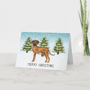 Rhodesian Ridgeback met tekst Snowy Winter Forest Kaart