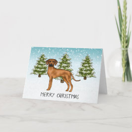 Rhodesian Ridgeback met tekst Snowy Winter Forest Kaart