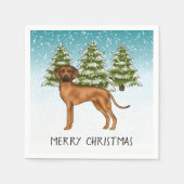 Rhodesian Ridgeback met tekst Snowy Winter Forest Servet (Voorkant)