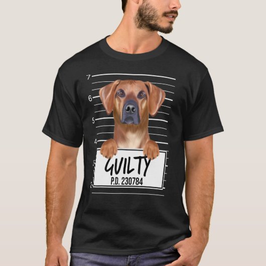 Rhodesian Ridgeback Mugshot Guilty Dog T-shirt (Voorkant)