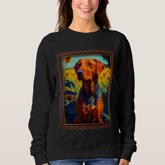Rhodesian Ridgeback Painting Sunflower Flower Mom  Trui (Voorkant)