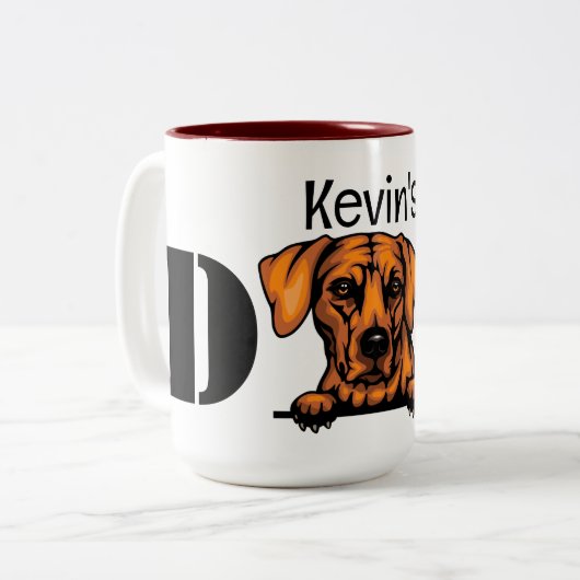 Rhodesian Ridgeback Peeking Personeelsvlees Tweekleurige Koffiemok (Voorkant links)