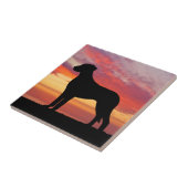 Rhodesian Ridgeback Persimmon Sunset Silhouette Tegeltje (Zijkant)