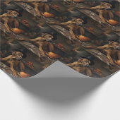 Rhodesian Ridgeback Pompoenen Halloween Griezelen Cadeaupapier (Hoek)