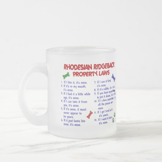 RHODESIAN RIDGEBACK Property Laws 2 Matglas Koffiemok (Links)