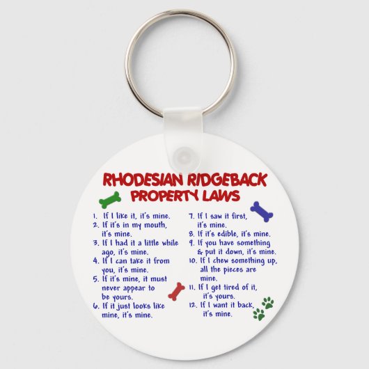 RHODESIAN RIDGEBACK Property Laws 2 Sleutelhanger (Voorkant)