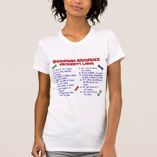 RHODESIAN RIDGEBACK Property Laws 2 T-shirt (Voorkant)