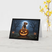 Rhodesian Ridgeback Pumpkin Pals – Halloween Groet Kaart (Gele Bloem)