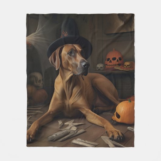 Rhodesian Ridgeback Pumpkins Halloween Scary Fleece Deken (Voorkant)