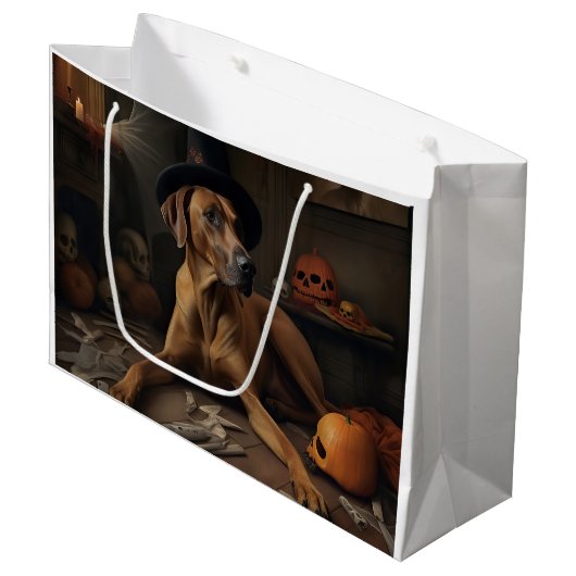 Rhodesian Ridgeback Pumpkins Halloween Scary Groot Cadeauzakje (Voorkant Gekanteld)