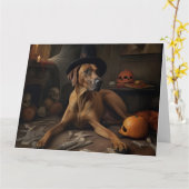 Rhodesian Ridgeback Pumpkins Halloween Scary Kaart (Gele Bloem)
