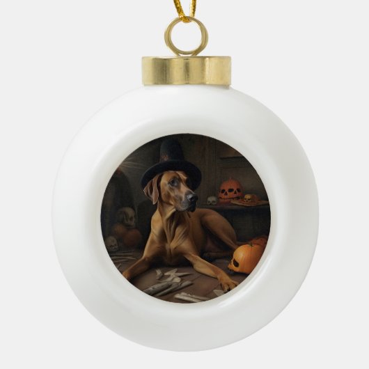 Rhodesian Ridgeback Pumpkins Halloween Scary Keramische Bal Ornament (Voorkant)