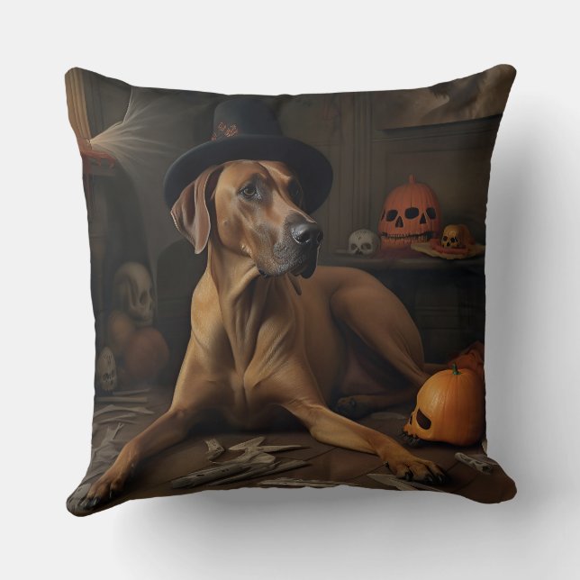 Rhodesian Ridgeback Pumpkins Halloween Scary Kussen (Achterkant)