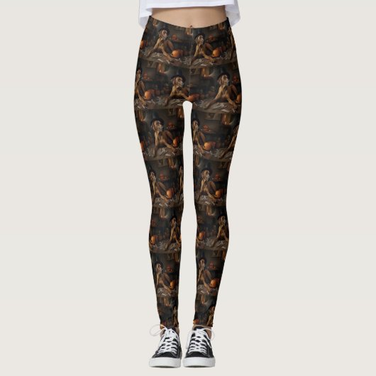 Rhodesian Ridgeback Pumpkins Halloween Scary Leggings (Voorkant)