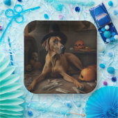 Rhodesian Ridgeback Pumpkins Halloween Scary Papieren Bordje (Feest)