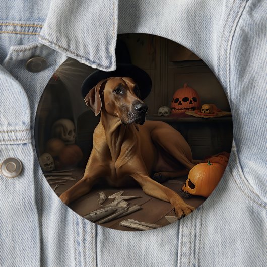 Rhodesian Ridgeback Pumpkins Halloween Scary Ronde Button 6,0 Cm (In situ)