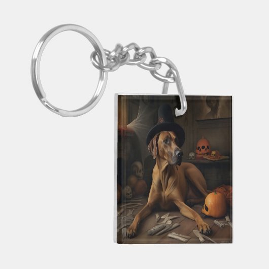 Rhodesian Ridgeback Pumpkins Halloween Scary Sleutelhanger (Voorkant Links)