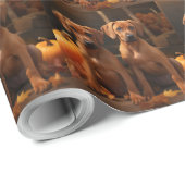 Rhodesian Ridgeback Pup Autumn Delight Pompoen Cadeaupapier (Rol Hoek)