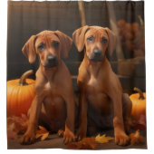 Rhodesian Ridgeback Pup Autumn Delight Pompoen Douchegordijn (Voorkant)