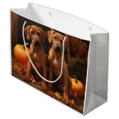 Rhodesian Ridgeback Pup Autumn Delight Pompoen Groot Cadeauzakje (Achterkant Gekanteld)