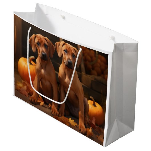Rhodesian Ridgeback Pup Autumn Delight Pompoen Groot Cadeauzakje (Voorkant Gekanteld)