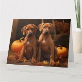 Rhodesian Ridgeback Pup Autumn Delight Pompoen  Kaart (Voorkant)