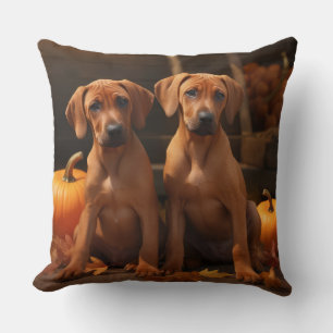Rhodesian Ridgeback Pup Autumn Delight Pompoen  Kussen