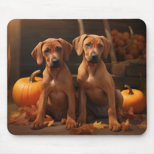 Rhodesian Ridgeback Pup Autumn Delight Pompoen  Muismat (Voorkant)