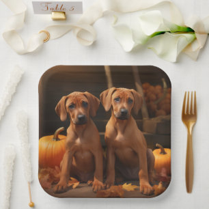Rhodesian Ridgeback Pup Autumn Delight Pompoen  Papieren Bordje