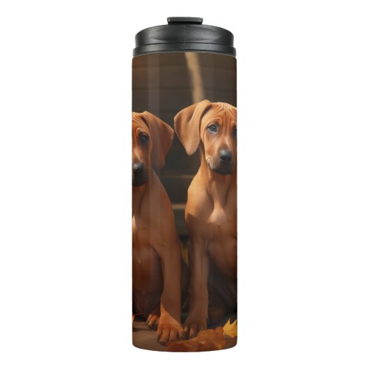 Rhodesian Ridgeback Pup Autumn Delight Pompoen Thermosbeker (Voorkant)