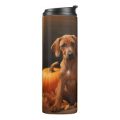 Rhodesian Ridgeback Pup Autumn Delight Pompoen Thermosbeker (Gedraaid links)