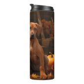 Rhodesian Ridgeback Pup Autumn Delight Pompoen Thermosbeker (Geroteerd rechts)
