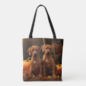 Rhodesian Ridgeback Pup Autumn Delight Pompoen  Tote Bag (Achterkant)